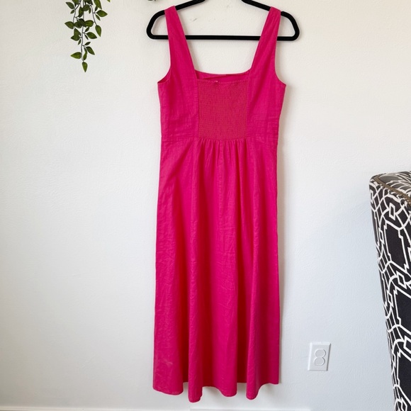 Gap Linen Blend Square Neck Midi Dress Sz S - Picture 3 of 7